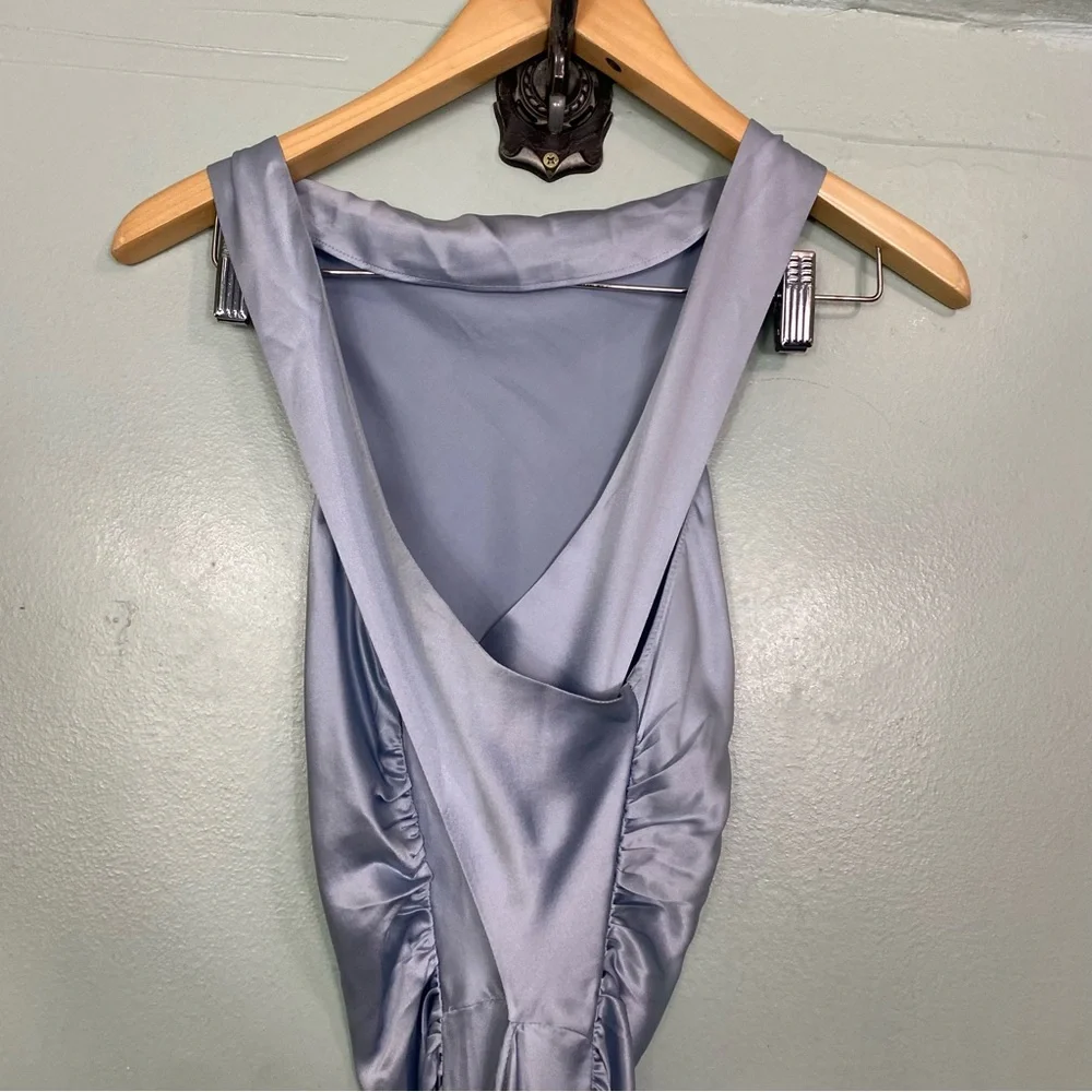Reformation Casette Sleeveless Silk Midi Dress Cross Back Size 4 Light Blue‎ - Picture 6 of 10